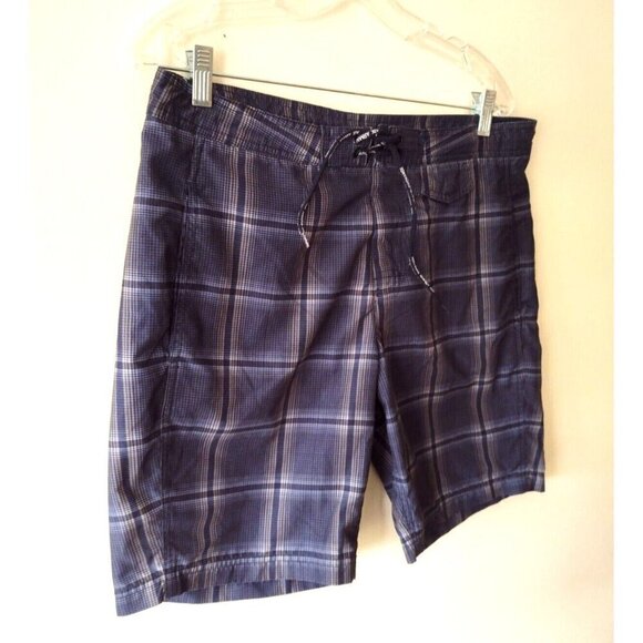 Armani Exchange A/X Hybrid Board Shorts Medium Blue Plaid Drawstring Swim Trunks - Picture 5 of 16